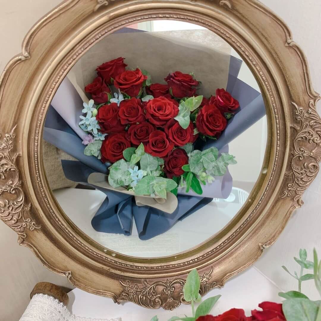 花束,玫瑰,藍星花,紅玫瑰